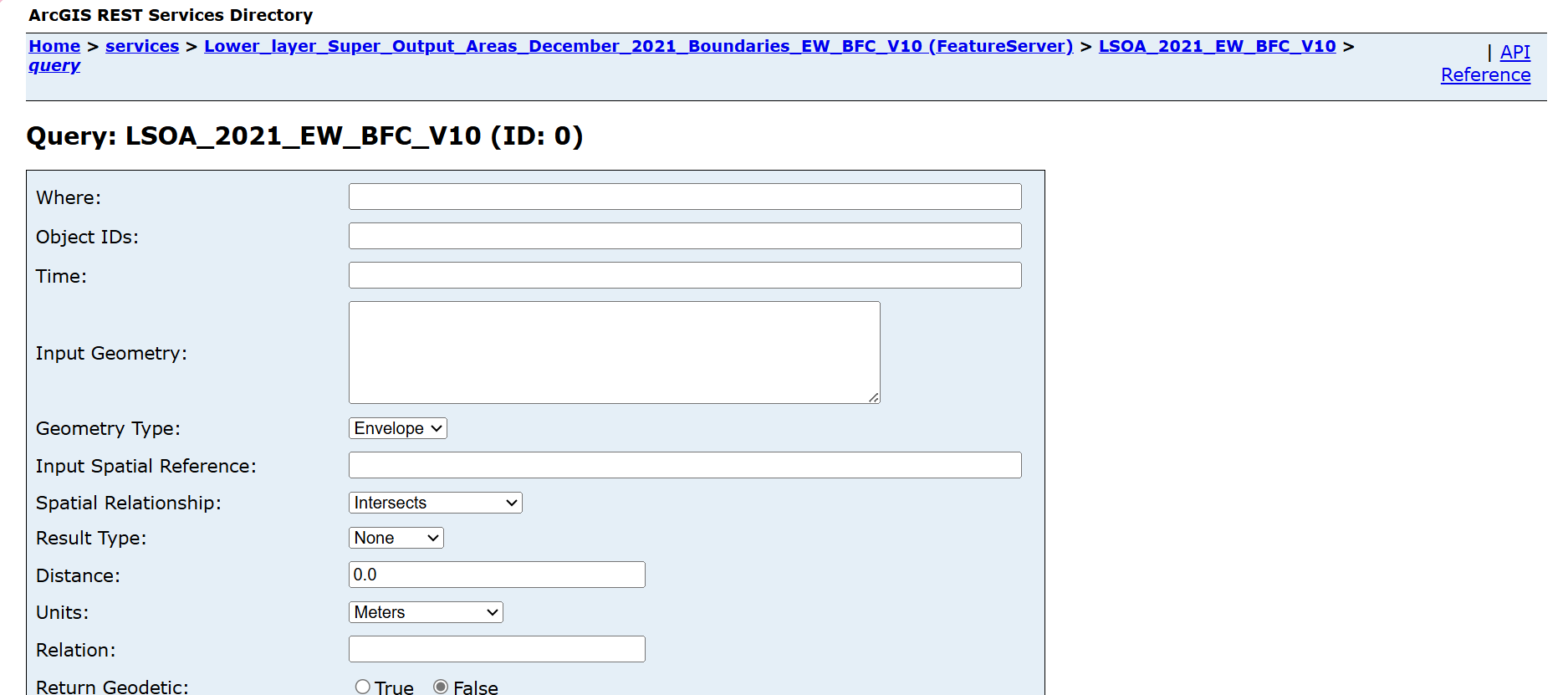 LSOA 2021 Endpoint Interface. Click to expand.
